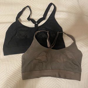 Set of Two Racerback Scoop Bralette -- Size 2+ -- in "Truffle" and "Eightball"